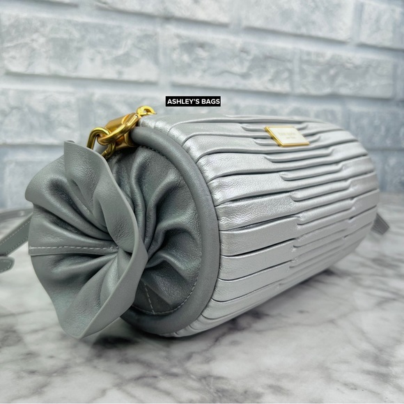 Kate Spade Sweet Treats Festive Pleated Small Barrel Bag In Starlight Silver - Picture 7 of 16